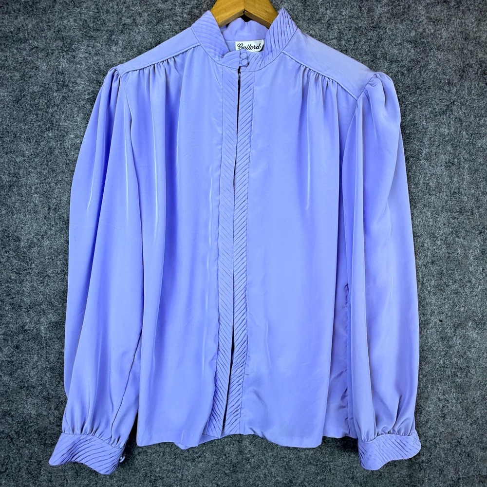 Vintage Gailord Blouse Womens 18 Lilac Purple Pleated Secretary Office Retro 80s